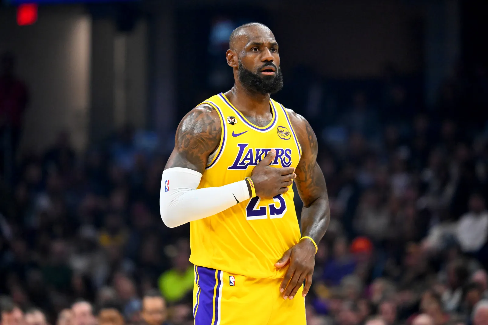 Lakers star LeBron James at Cleveland Cavaliers game