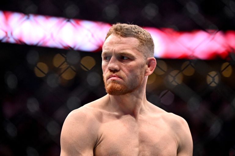 MONTREAL, QUEBEC – 10 DE MAYO: Jack Della Maddalena de Australia reacciona cuando ingresa al octágono antes de su pelea por el título de peso pesado contra Belal Muhammad de los Estados Unidos durante UFC 315 en el Bell Center el 10 de mayo de 2025 en Montreal, Quebec. Minas Panagiotakis/Getty Images/AFP (Foto de Minas Panagiotakis/GETTY IMAGES NORTEAMÉRICA/Getty Images vía AFP)