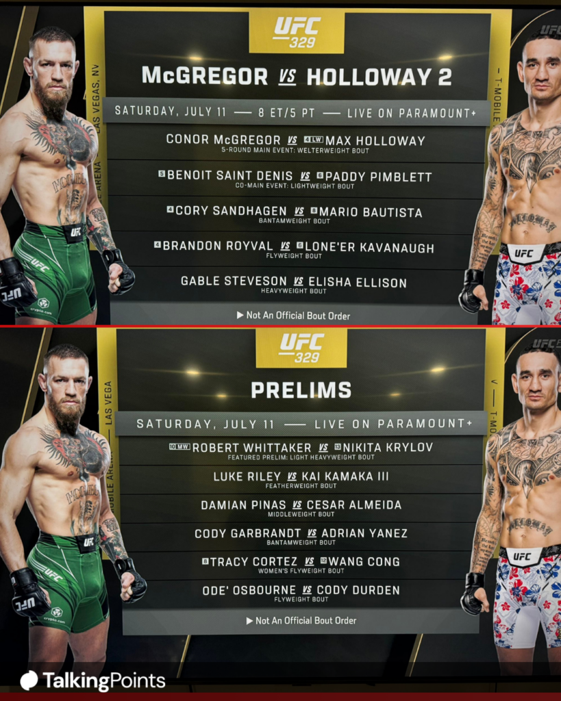 Alineación de UFC 329