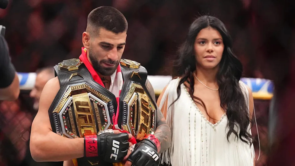 (LR) Ilia Topuria y Giorgina UzcateguiChris Unger/Zuffa LLC vía Getty Images